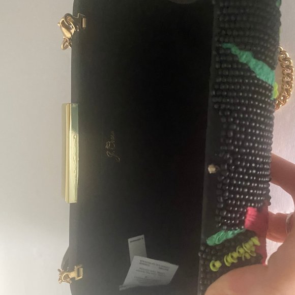 NWT J. Crew Black Floral Beaded Clutch - Picture 3 of 4